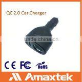 Amaxtek New QC2.0 2 Port USB Car Charger With Socket