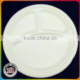 Three Compartment Biodegradable Bagasse Fast Food Restaurant Plate