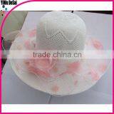 2015 Fashion Summer Flower Bowknot Beach Wholesale Lady White Hat thumbnail-3
