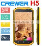 CREWER H5 Waterproof Phone 5 Inch IPS Screen 512MB RAM 4GB ROM Android 4.4 3G WCDMA GSM Dual Sim Smart Phone thumbnail-1