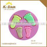 K-sun for Pregnant woman newly birth baby feet cake silicone mold cake decorating tool