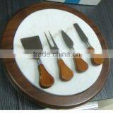 Marble Chopping Block Wooden Cutting Board Set With 4 Cheese Slicers and Knife Holder Drawer thumbnail-1