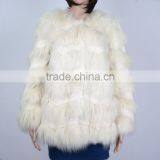 Fashion Rabbit Fox Fur Coat From China Women White Fox Fur Coats KZ150103 thumbnail-1