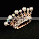 cute women princess crown with pearls brooch pin