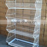 RH-BR01 White Color Light Dusty Stackable Basket Rack,Stacking Wire Basket