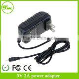 Black 2.5mm US Universal Power Adapter AC Charger 5V 2A for Android Tablet PC
