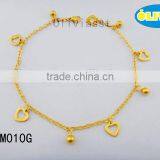 Olivia Jewelry Delicate New Arrival Heart Shape Charm Design Gold Plated Anklets thumbnail-1