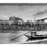 HOT! Black and White Boat Riverside Shunzhang Arts Digital Canvas Art Print thumbnail-1