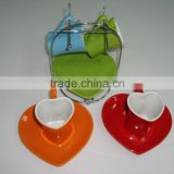 4pcs Love Style Ceramic Stoneware Coffee Mug Set in Color Box With Stand