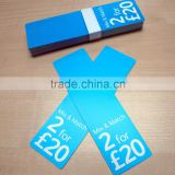 Blue board soft colors screen print hang tag