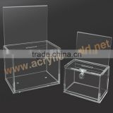 Custom Made Acrylic Ballot Box/Clear Acrylic Suggestion With Lock/ Acrylic Ballot Box With Metal Chain