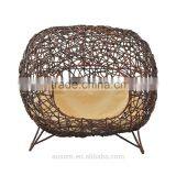 Pawhut 24" Brown/Light Yellow Oval Rattan Wicker Elevated Cat Bed