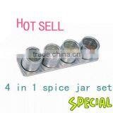 China Manufacturer of 4 in 1 Magnetic Spice Box Stainless Steel Magnetic Spice Tin Magnetic Spice Jars