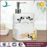 Bathroom Square Olive Branch Pattern Ceramic Foam Soap Dispenser thumbnail-3