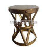 Brass Hammered Side Table Stool thumbnail-1