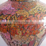 Splendid Mosaic Modern Wedding Gifts Crackle Single Red Golden Vase Chinese Flower Arrangements thumbnail-5