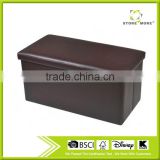 Faux Leather Folding Storage Ottoman Footrest Stool Shoe Bench Tea Table