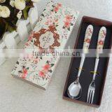 Ceramic Handle Stainless Steel Set Spoon and Fork Set thumbnail-6
