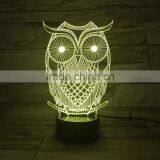 UCHOME Owl 3D Illusion Lamp 7 Color Changing Touch/Press Table Desk LED Night Light thumbnail-2
