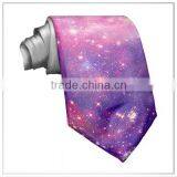 Customized Colourful Pink &Galaxy Nebula Painting Digital Printing Top Quality Men's Silk Satin Tie/Necktie thumbnail-1
