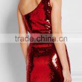 Chic One-shoulder Sparkling Sequin Fabirc Mini Dress Latest Club Party Dresses HSD5612 thumbnail-4