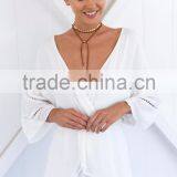 Latest Design Party White Playsuit Woman Summer Beach Romper thumbnail-2