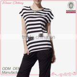 Cotton/polyester Contrast Color Stripe Fashion t Shirt With Short Sleeve thumbnail-1