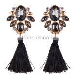 Bohemian Jewelry Rhinestone Gems With Alloy Plated Tassel Dangle Earrings thumbnail-4