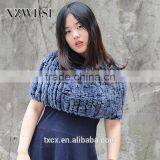 CX-B-44B Hot Sale Handmade Beautiful Scarf Blue Fur Shawl thumbnail-1
