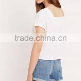Square Neck Plain t Shirt Without Collar Blank White t Shirt thumbnail-4