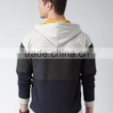 Grey Navy Colourblock Hooded Sweatshirt Customizable Attached Hood With Drawstring Fastening Hoodies Cotton Blend 280 Grams Mens thumbnail-4