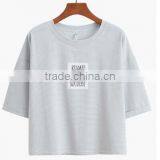 2017 Letters Contracted Comfortable Round Collar Cotton Short Sleeve T-shirt thumbnail-1