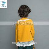Long Sleeve Girls Knitted Outfits With Lace Girls Boutique Clothing For 2017 Spring Children Clothing OEM Service thumbnail-4