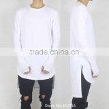 New Thumb Hole Cuffs Long Sleeve Man High Low Side Split Hip Hop Top Tee T Shirt Crew T-shirt thumbnail-2