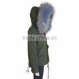Myfur Fashion Adults Unisex Parka With Wolf Fur Lining Dyed Raccoon Fur Hooded Collar thumbnail-3
