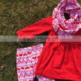 Cute Toddler V-days Girls Baby Kids Valentine Clothes Heart Top Pant New Design Hot Sell Boutique Red Sets thumbnail-2