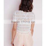 Fashion Elegant Short Sleeve Lace Blouses for Women thumbnail-3