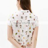 2017 High Quality Ladies Animal Print Cropped t Shirts With Back Knot thumbnail-4
