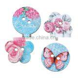 Cstom Scrapbooking Mixed At Random Two Holes Butterfly Pattern Wood Sewing Button thumbnail-2