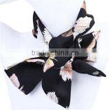 Chiffon Multifunction Skinny Scarf Black Rectangle Feather thumbnail-2