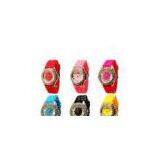 Red / Yellow / Black / Pink Waterproof Women Rhinestone Silicone Wrist Watch, 38MM Case thumbnail-1