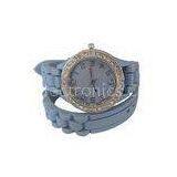 Diamond Metal Removable Bowknot Bumpy Silicone Strap Rhinestone Bezel Quartz Watch thumbnail-1