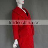 2016 Factory Direct Wholesale Fashion Lady's Bright Red Lamb Shearing Fur Jacket Long Warm Real Cashmere Parka thumbnail-2