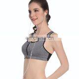Professional high strength shock front zipper bra/ sexy woman sport bra