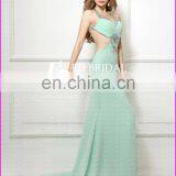 CE98 Attractive Sexy Low Open Back Split Front Halter Light Green Chiffon Evening Dress thumbnail-2
