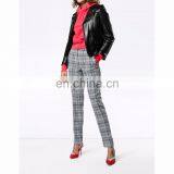 Wholesale Wool and Cotton Blend Women's High-waist Plaid Winter Pants thumbnail-3