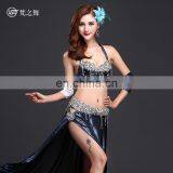 High-grade 5pcs Hot Stamping Ice Silk Bellydance Costume With Handmade Bell thumbnail-2