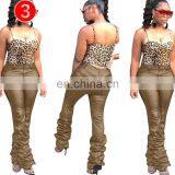 Winter Autumn PU Leather Plus Size Women Pants Sexy Bodycon High Waist Draped Hem Female Elegant Long Trousers Club thumbnail-3