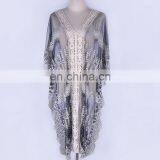 Plus Size Mesh Cover up Beach Sarong Bathing Suit Cover Ups Embroidery Beachwear Ropa de Playa Mujer Beach Tunic Pareo de Plage thumbnail-4