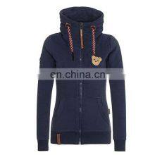 Wholesale Custom Brand Ladies Plus Size Casual Top Crop Hooded Slim Cardigan Jacket DIY Guillotine Bear thumbnail-3